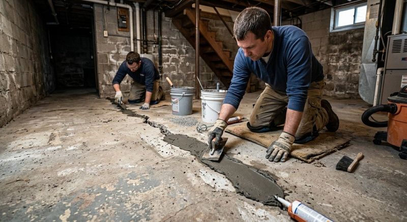 Cracked Basement Floor Repair in Dunlap, TN
