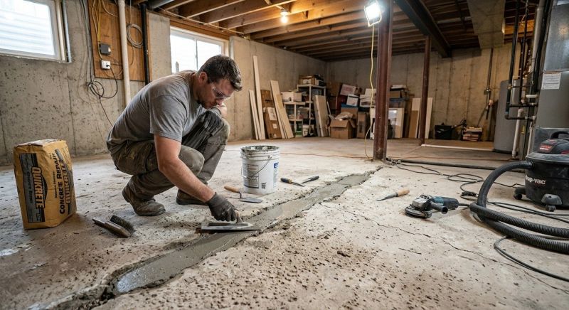 Cracked Basement Floor Repair in Dunlap, TN