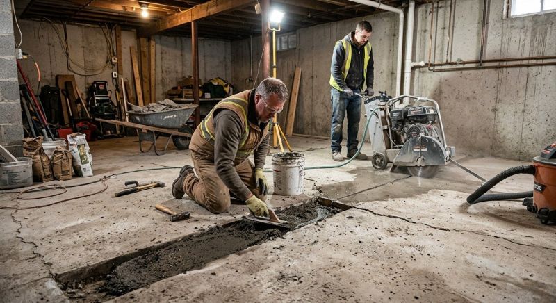 Cracked Basement Floor Repair in Dunlap, TN